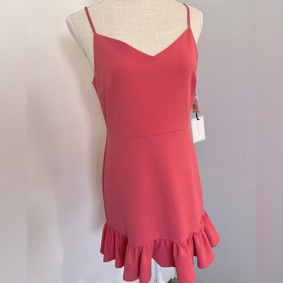 Women’s Coral pink Ruffled Cocktail 1State Dress - Picture 3 of 12